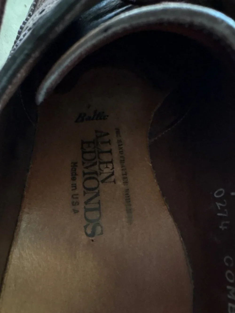 Allen Edmonds Baltic Brown Leather Wingtip Oxfords Mens Size 7D